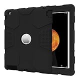 iPad 4/3/2 Case, Hocase Rugged Heavy Duty Shockproof Protective Hybrid Dual Layer Hard Rubber Case for Apple iPad 2/3rd/4th Generation 9.7-inch - Black