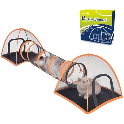 Msutree Outdoor Cat Tunnel, Pop Up Cat Tent - Outdoor Cat Playpen, Tents for Small Animals, Provides Double Fun with 2-Way Cat Playpen, Cat Tents for Outside Cover