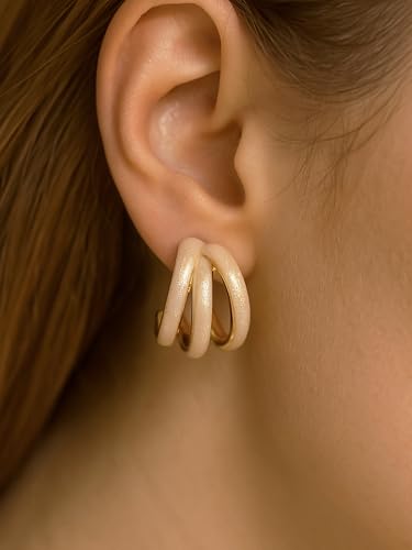 Image of Bohey by KARATCART Gold-Toned Classic Half Hoop Earrings for Women