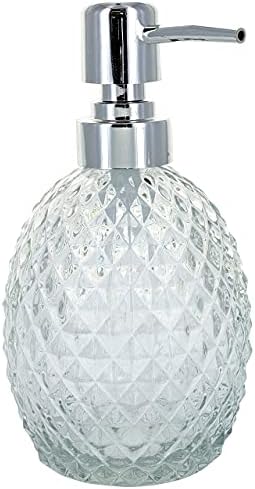 G Decor Designer 3-Piece Modern Diamond Cut Clear Glass and Chrome Bathroom Accessory Set, Includes Liquid Soap or Lotion Dispenser, Toothbrush Holder, Tumbler