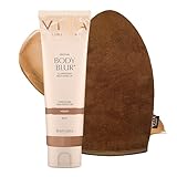 VITA LIBERATA Body Blur Medium 100ml & Mitt Bundle, Leg & Body Makeup, Wash Off Instant Tan, Streak Free Application Blending Mitt, Water resistant, Disguise Imperfections, Flawless Finish