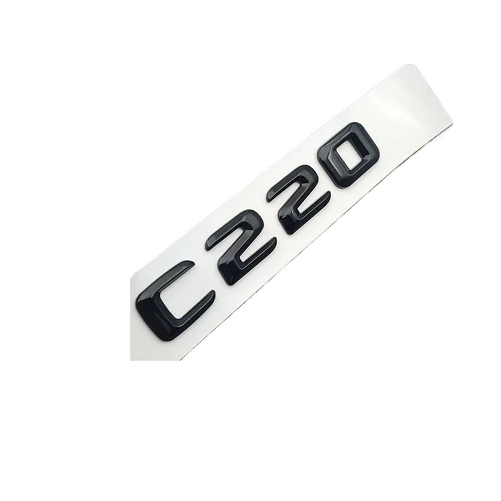 YTQMoreBNZ YYDStes ABS Chrome Black Logo C220 Emblem Letters Car Trunk Badge Compatible With Mercedes-Benz W204 W205 C 220 C220