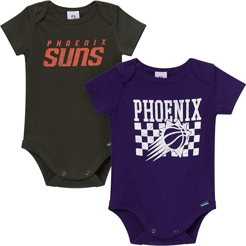 Image of Gerber unisex-baby NBA Team 2 Pack Short Sleeve Onesie Bodysuits