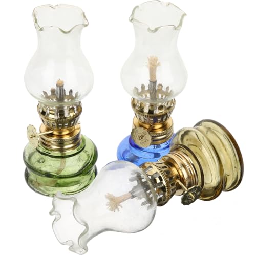 OSALADI Lampe À Huile Vintage En Verre Lampe Tempête D'Intérieur Lanterne À Kérosène Décorative Pour Salon Cuisine Maison Lot De 3