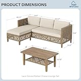 MFSTUDIO 5 Pieces Rattan Garden Furniture Set with Outdoor Coffee Table, Wicker Lounge Corner Sofa Set, Double Coffee Table for Extra Storage Space, Multiple crossbars to strengthen the support, Beige - Image 7