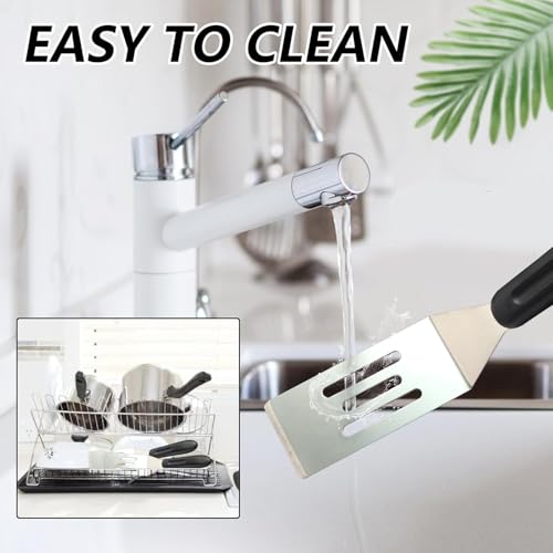 Image of 【4 Pack】Small Metal Spatula,Mini Spatula for Flipping, Cooking and Baking,Stainless Steel Brownie Spatula with Non-Slip Handle for kitchen Use (4)
