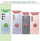 Urarssa for Samsung Galaxy S21 Ultra Phone Case Magnetic Ring Holder 360 Degree with Rotation Finger Car Holder Shockproof Case Cover for Samsung S21 Ultra 5G-Light Purple - Image 2
