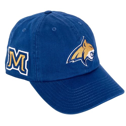 Desert Cactus Montana State University Baseball Hat Bobcats MSU Brimmed Embroidered Hats Cap Adjustable Cloth Strap Adult (Style D) Blue