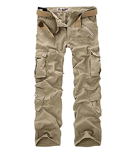 Pantalon cargo homme résistant kaki 34 avec multipoches