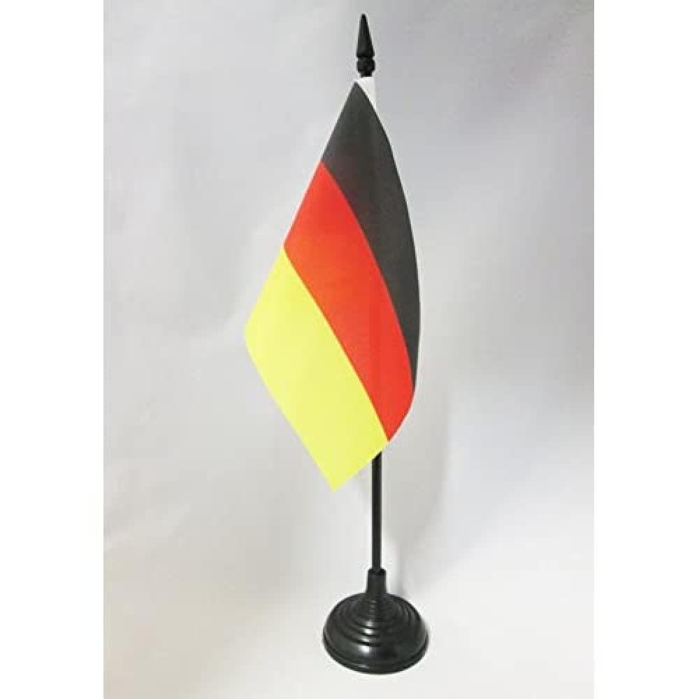 AZ FLAG - Germany Table Flag 4'' x 6'' - German Office Mini Banner 100% Polyester 15 x 10 cm - Mini Desk Flag with 10'' Pole and Black Plastic Base