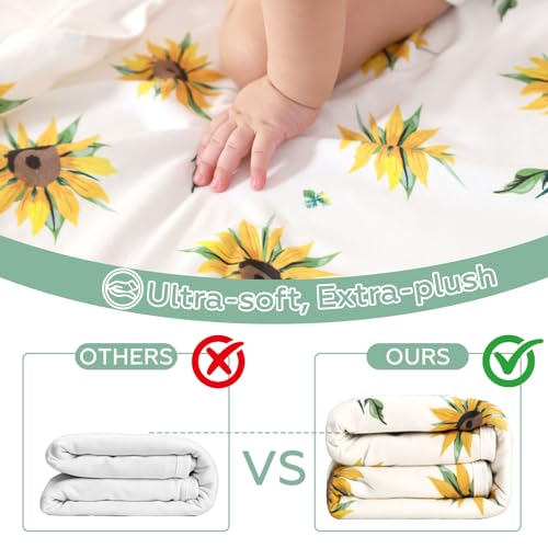 Image of Hooded Baby Towel for Newborn - Viscose Derived from Bamboo, Toddler Bath Towel and Glove Set Perfect Shower Gifts for Boys and Girls, 28 inchx28 inch Inch (Sunflower)