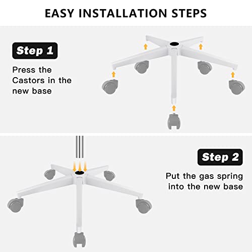 Omyoffice Office Chair Base Replacement Parts -Heavy Duty Reinforced Sturdy Metal Leg Desk Chair Base Replacement (2200Lbs),Universal Gas Cylinder And Caster Sockets 28" White #TOP7