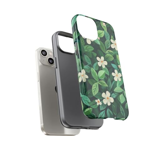 Coque rigide brillante iPhone 14 aux finitions soignées style floral chic