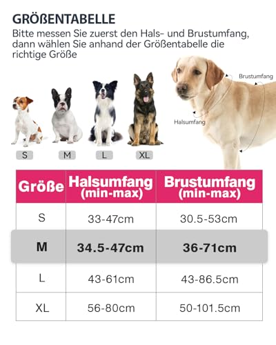 Joytale Hundegeschirr mittelgroße Hunde, reflektierendes Geschirr Hund,luftdurchlässige Hundegeschirr, verstellbares Brustgeschirr mit Griff beim Führen und Training, Rosa, M