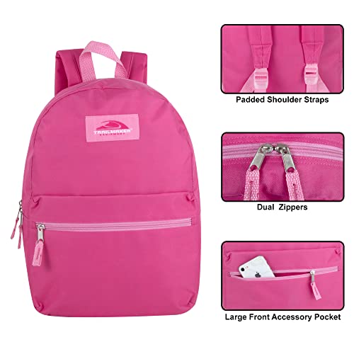 Trailmaker Classic 17 Inch Backpack With Adjustable Padded Shoulder Straps (Pink) #TOP1
