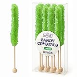 Green Rock Candy Sticks – Green Apple Flavor – 8 Count – Individually Wrapped – Party Favor & Cake Topper – Birthday, Baby Shower, Candy Buffet Decoration