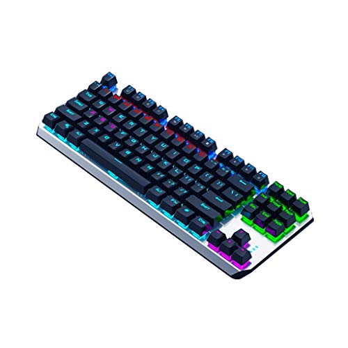 Computerzubehör Mechanische Gaming-Tastatur LED Rainbow Gaming Backlit 87 Tasten Anti-Ghosting Kabelgebundene Tastatur für Win/Gaming Stilvoll (Color : Black) Cover