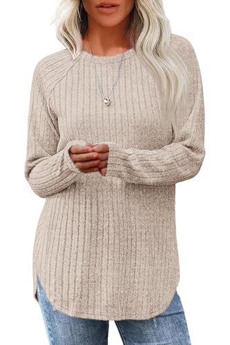 Women's Long Sleeve Sweatshirts Tunic Tops Loose Fit Dressy Crew Neck Pullover Basic Sweaters for Women 20253