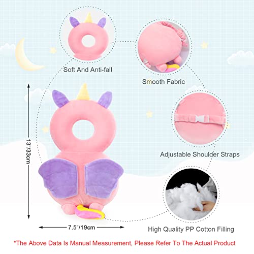 JINYJIA Baby Head Protector Backpack, Baby Head Protection Pillow, Adjustable Toddler Baby Head Protection Safety Soft Pads, Head Protection for 4-24 Months Baby Learning Walking,Unicorns - Image 2