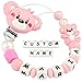 Attache Sucette Nom Personnalisé Prenom Silicone Clips factices Koala Ours Anneau de Dentition Attache Tétine pour Filles Garçons Bébé Sans BPA(Rose)