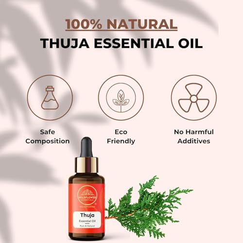 Image of Thuja Essential Oil for Diffuser, Hair Care, Face, Skin Care, Aromatherapy, Scalp and Body Massage, Soap and Candle Making - with Dropper 30ml (1 oz)