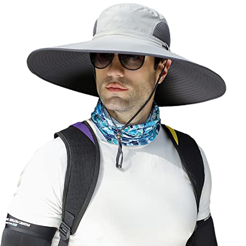 Image of HUAMULAN Wide Brim Sun Hats Men and Women Bucket Safari Fishing Hat for Hiking Garden Lawn Work Camping Outdoor