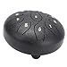 Rain Drum Steel Tongue Drum 6 Inch 11 Notes Carbon Steel with Birchwood Mallets Rain Chime Drum is Designed for Outdoor Use (Black)