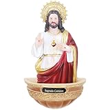 Cannan Sagrado Corazon Fuente De Agua Bendita 6'' para Pared Sacred Heart Wall-Mounted Holy Water Font