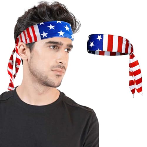 Image of American Flag Bandana Independence Day Headband for 4th of July USA Bandana USA Flag Unisex Patriotic Accessories