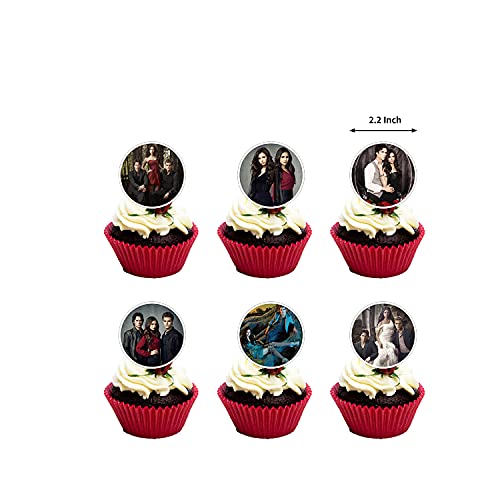 De Vampire Diaries Verjaardagsfeestversieringen Leveringsset voor kinderen met gelukkige verjaardag Banner, Cake Topper, Cupcake Toppers, ballonnen voor feestdecoraties - Image 5