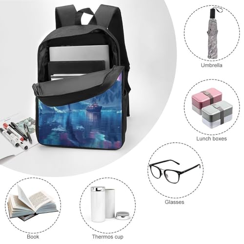 Sac à dos baleine galaxie 3D avec grands compartiments de 17" - 3