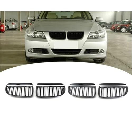 Calandre avant pour BMW E90 E91 double ligne en carbone - 2