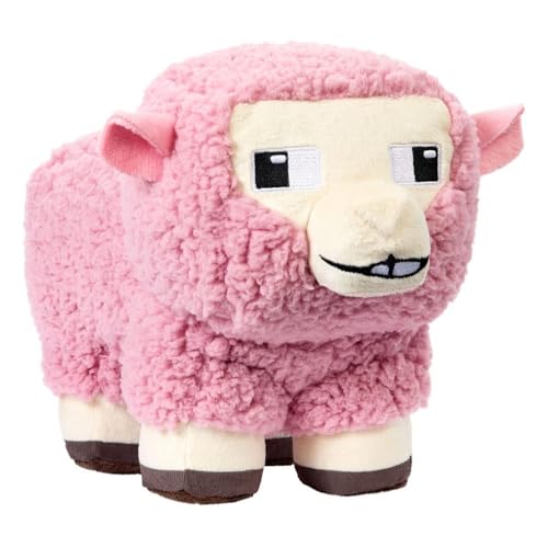 Minecraft Basic Plush Pink Sheep, 8-inch Collectible Soft Doll Inspired by The Movie Inspired by The Video Game