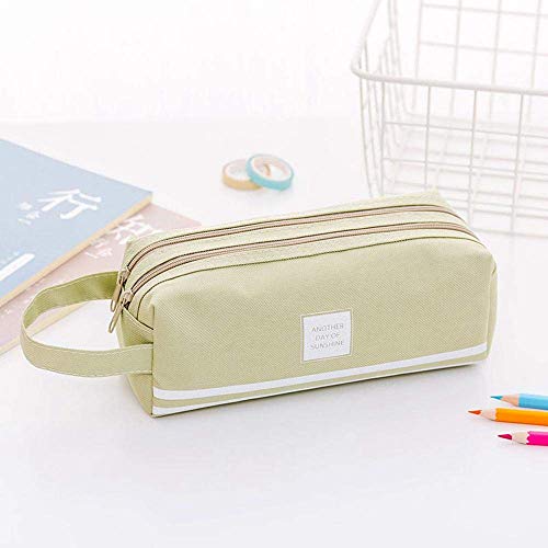 Preisvergleich Produktbild Federmäppchen mit Reißverschluss, großes Fassungsvermögen, Segeltuch, für Schreibwaren, Make-up-Tasche M grün
