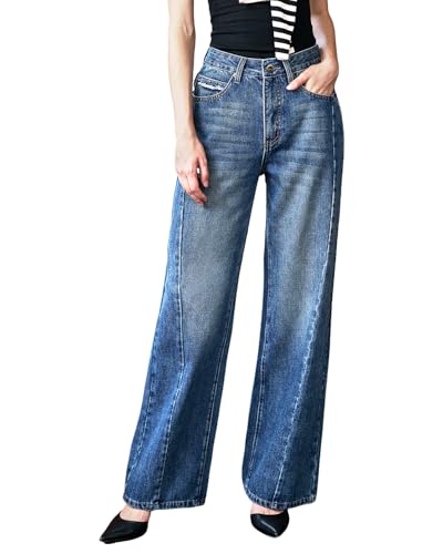 Womens Jeans High Waisted Stretchy Tummy Control Baggy Wide Leg Straight Leg Denim Pants Trendy 2025 for Women