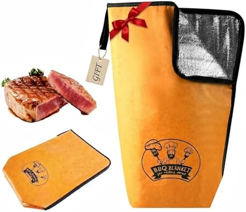 BANGIE 21" BBQ Blanket for Resting Meat - Insulated Meat Resting Bag for Brisket,Pork Shoulder,Turkey, Moisture Retention Smoker Accessories -Birthday Father's Day Grilling Gifts for Men Dad Husband