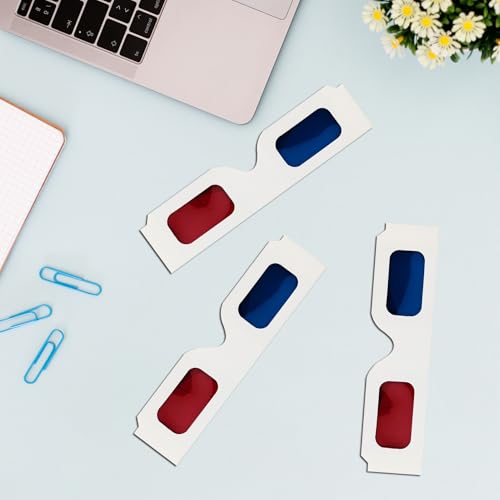 QIANCAIWANG 3D Paper Glasses for Movies and TV - Blue and Red Anaglyph Cardboard Glasses for Films