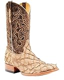 Cody James Men's Exotic Pirarucu Western Boot Broad Square Toe - BBME-102 10 D(M) US Tan