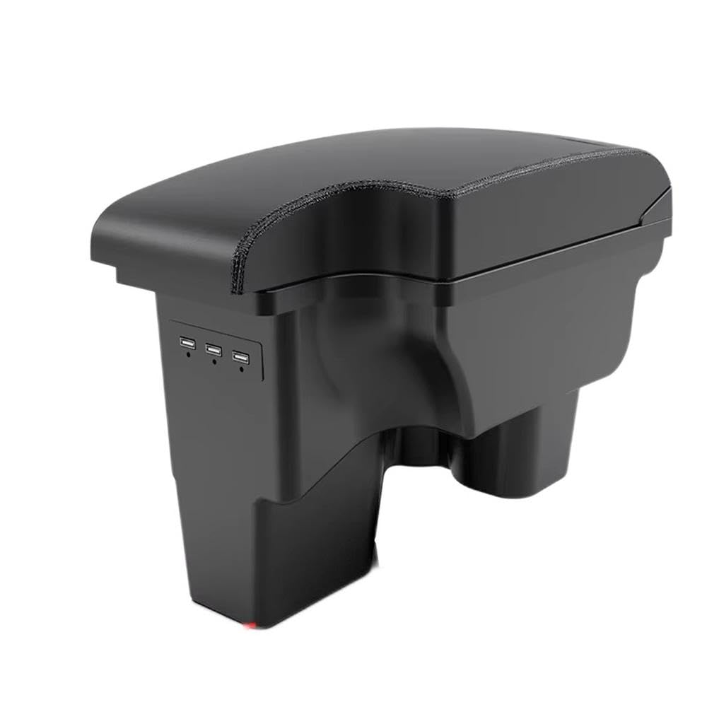 For Toyota Hilux Armrest Box Retrofit Interior Parts Car Armrest Storage Box Holder Ashtray USB Interior Parts(A2 black line Corium)