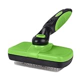 smartelf Pet Grooming Brush for Dog and Cat,Self Cleaning Pet Hair Brush Slicker for Long & Short Hair Dog,Gently Removes Loose Hair,Fur,Undercoat,Mat Tangled Hair (green)