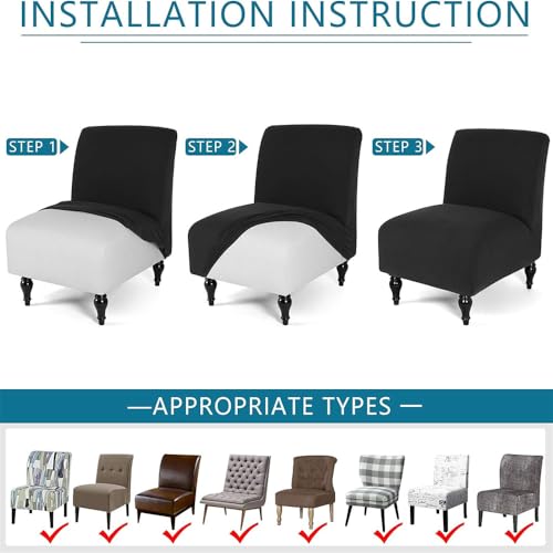 Funda extraíble para silla sin brazos elástica gris protector de muebles comedor 7