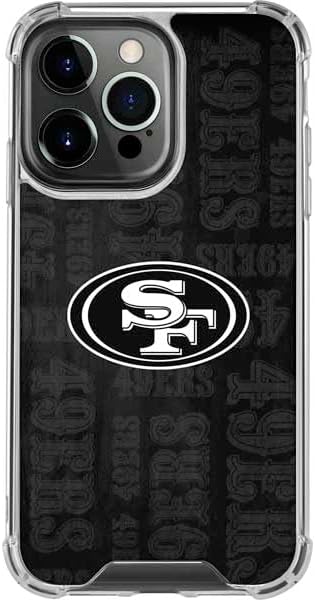Skinit Clear Phone Case Compatible with iPhone 15 Pro Max - Officially Licensed NFL San Franciso 49ers Black & White Design