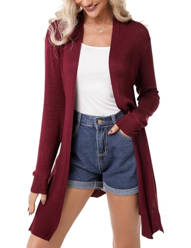 Irevial Strickmantel Lang Damen Cardigan Strickjacke Outwear Long Elegant...