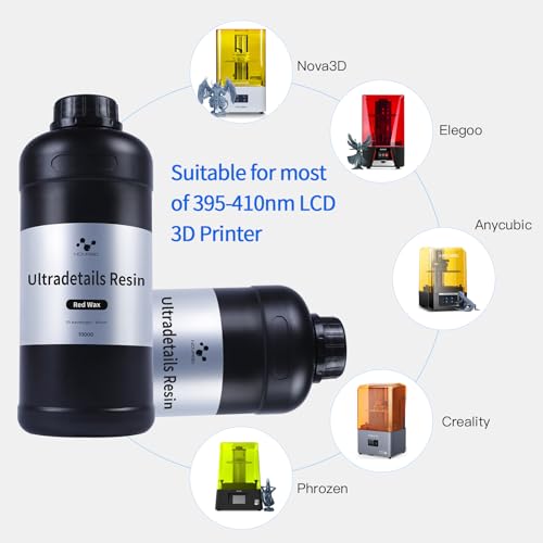 Nova3D RD1000 Ultra Precision Resin Msla Uv-Curing With High Precision, Quick Curing & Good Flow For More Lcd 3D Printer,405Nm Resin Miniatures Jewelry Design Ultra-Details Photopolymer Resin 1000G Red-Wax thumb #5