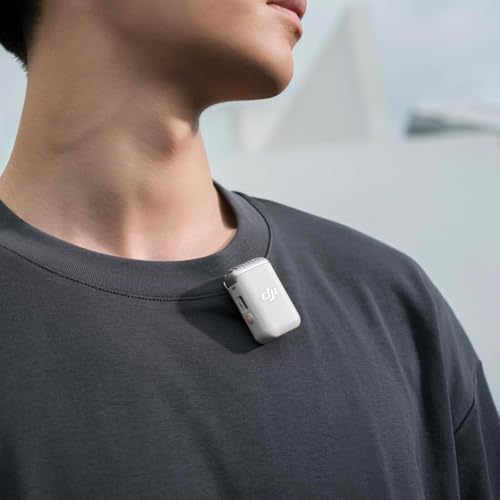 Image of DJI Mic 2 Transmitter (Pearl White), Wireless Microphone with Intelligent Noise Cancelling, 14-Hour Internal Recording, 6-Hour Battery, Magnetic Attachment, Bluetooth Microphone, YouTube, Vlogs | 8GB Internal, 24-Bit /48khz, 6h Battery, 18h with Charging Case, 250m Range, Noise Cancelling