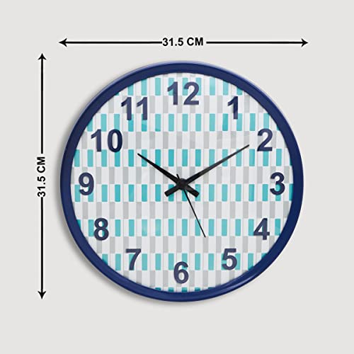 Image of Home Centre Casablanca Teal Printed Round Analogue Wall Clock