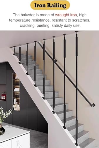 Poteaux de garde-corps 150cm noir escalier intérieur hôtel et loft - 5