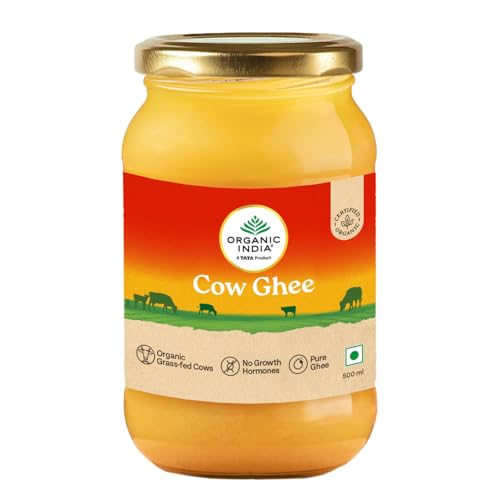 Image of Organic India Pure Cow Ghee, 500ml | Labs Tested on 250+ Parameters | Certified Organic | Glass Bottle | Sourced from Organically Fed Cows | Authentic Taste, Rich in Healthy Fat