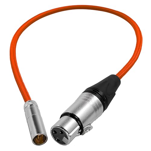 KONDOR BLUE | 16 Inch Mini XLR (TA3) 3-Pin Male to XLR Female Audio Cable | Braided On-Rig Mic Cable for Blackmagic Design Pocket Cinema Camera 4K 6K, for Canon EOS C70 | Red