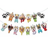 Ovanda Happy Birthday Girlande Hunde, Hundegeburtstag Deko Banner Geburtstag Kinder, Banner mit Hundemotiv, Birthday Decorations Girlande, Geburtstag Party Set